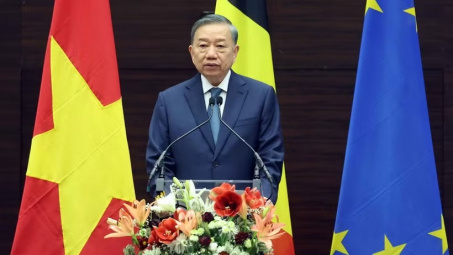 Tổng Bí thư, Chủ tịch nước Tô Lâm phát biểu chính sách tại Viện Quan hệ Quốc tế Hoàng gia Egmont (Vương quốc Bỉ)