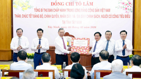 Tổng Bí thư Tô Lâm thăm, chúc Tết Đảng bộ, chính quyền, nhân dân tỉnh Tây Ninh