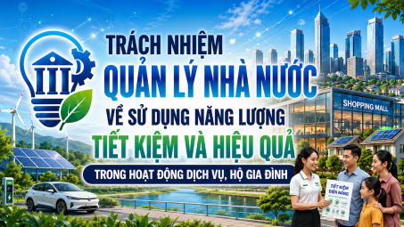 [TIẾT KIỆM ĐIỆN] Trách nhiệm quản lý nhà nước về sử dụng năng lượng tiết kiệm và hiệu quả trong hoạt động dịch vụ, hộ gia đình