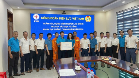 Công đoàn Điện lực Việt Nam động viên người lao động Truyền tải điện Hà Tĩnh nhân Tháng Công nhân năm 2026