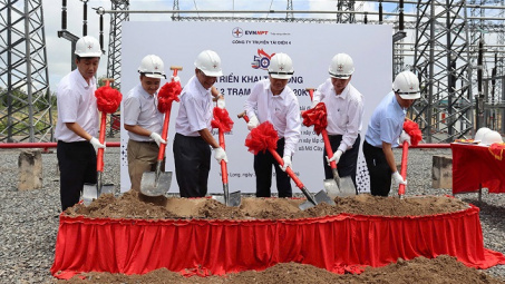 Triển khai thi công Dự án Máy 2 Trạm biến áp 220kV Mỏ Cày chào mừng 50 năm thành lập Công ty Truyền tải điện 4