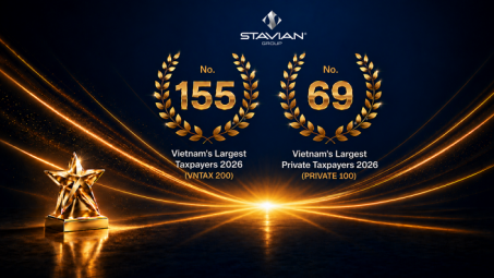 Tập đoàn Stavian được vinh danh trong top 154 VNTAX 200 và top 69 PRIVATE 100 năm 2026