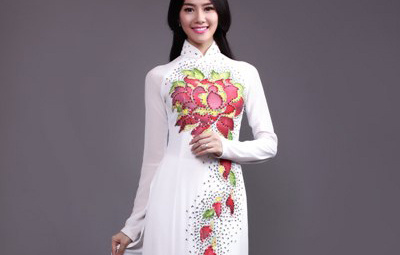 Áo dài in, thêu cầu kỳ 