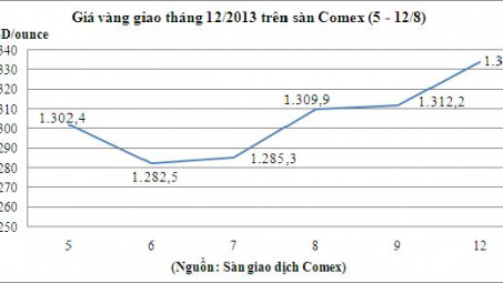 Tổng hợp giá kim loại quý hiếm ngày 13/8/2013
