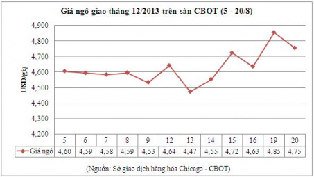 Tổng hợp giá nông sản sàn CBOT ngày 21/8/2013
