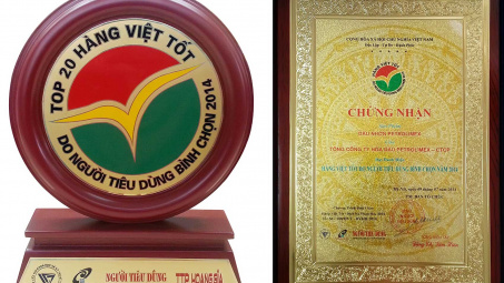 Dầu nhờn Petrolimex nhận danh hiệu - "Top 20 Hàng Việt tốt" do Người tiêu dùng bình chọn 2014