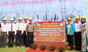 Gắn biển công trình thi đua cấp Công đoàn Điện lực Việt Nam