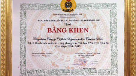 CADI-SUN nhận bằng khen tập thể điển hình tiên tiến 2010 - 2015