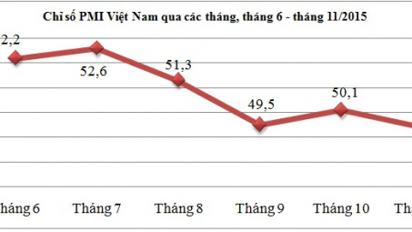 PMI Việt Nam tháng 11/2015: Giảm chỉ còn 49,4 điểm