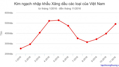 Tháng 11: Nhập khẩu xăng tăng 23,6%