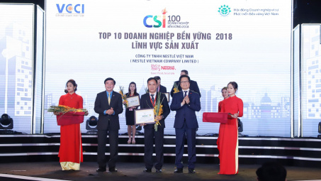 Nestlé Việt Nam lọt Top 10 Doanh nghiệp bền vững Lĩnh vực sản xuất năm 2018