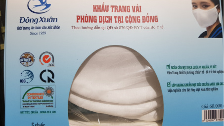 Dệt Kim Đông Xuân ra mắt khẩu trang vải kháng khuẩn chống nước giá 60.000đ/hộp 5 chiếc