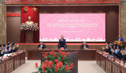 Tổng Bí thư Tô Lâm làm việc với Hà Nội về quy hoạch tổng thể Thủ đô tầm nhìn 100 năm