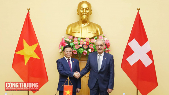 [CHÙM ẢNH] Bộ trưởng Bộ Công Thương Lê Mạnh Hùng họp song phương với Tổng thống Thụy Sĩ Guy Parmelin