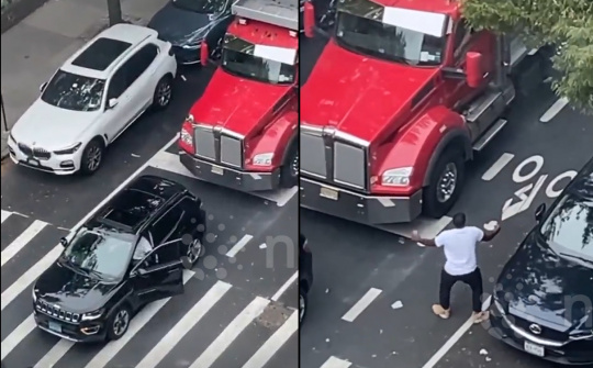 Bị thốc còi, tài xế xe SUV có hành động khiến lái xe đầu kéo "phát điên"