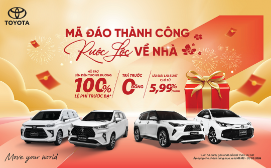Toyota Việt Nam bán gần 4.000 xe trong tháng 2/2026, doanh số hybrid tăng mạnh