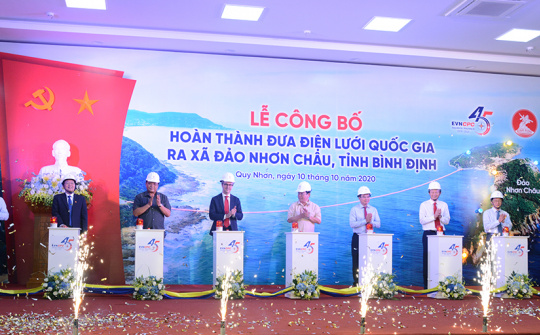 Khánh thành dự án đưa điện lưới ra đảo Nhơn Châu