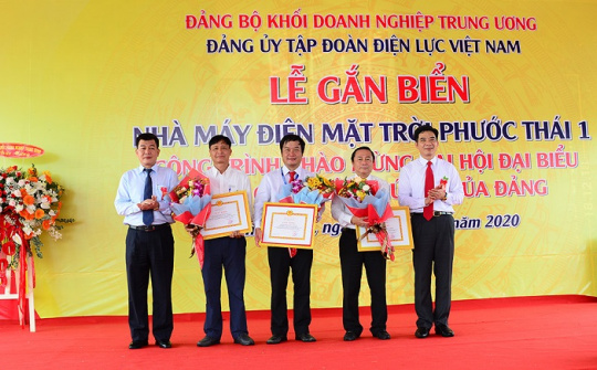 Nhà máy điện mặt trời Phước Thái 1 được Đảng ủy Khối Doanh nghiệp Trung ương vinh danh