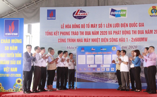 Tổ máy số 1 Nhà máy nhiệt điện Sông Hậu 1 chính thức hòa đồng bộ vào hệ thống điện quốc gia 500kV