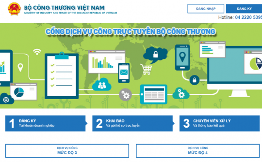Hồ sơ trực tuyến gửi đến Bộ Công Thương chiếm 99%