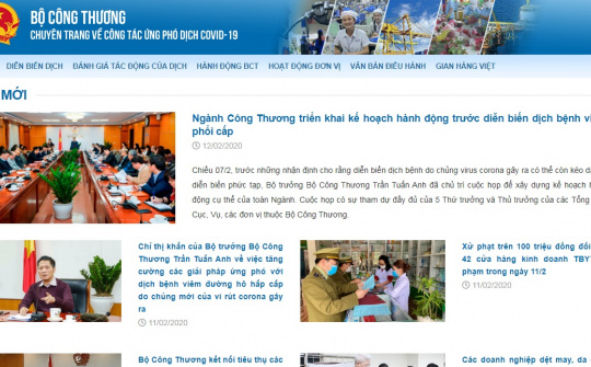 Bộ Công Thương ra mắt chuyên trang phòng chống dịch Covid-19
