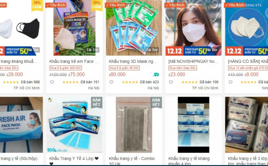 Shopee và Sendo tiếp tục dẫn đầu số gian hàng vi phạm, nâng giá khẩu trang