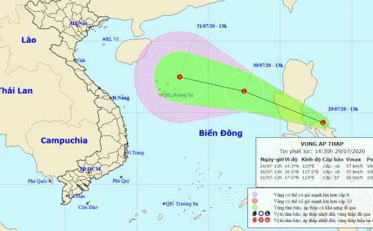 Thời tiết 30/7: Áp thấp nhiệt đới gần biển Đông, đề phòng gió giật cấp 9