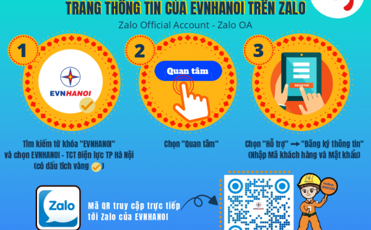 EVNHANOI: Khách hàng tự tra cứu thông tin trên ứng dụng Zalo