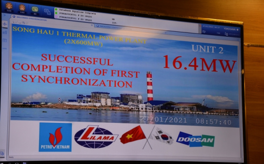 NMNĐ Sông Hậu 1 hòa đồng bộ Tổ máy số 2 vào hệ thống điện quốc gia 500kV