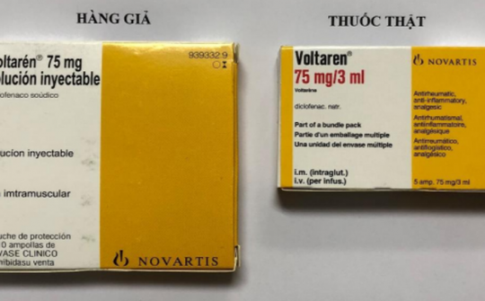 Cảnh báo mẫu thuốc giảm đau Voltarén 75mg nghi ngờ là thuốc giả