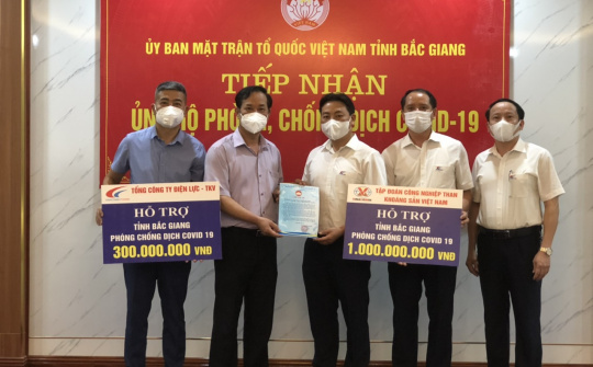 TKV tiếp tục ủng hộ 18,5 tỷ đồng hỗ trợ các địa phương công tác phòng chống dịch bệnh Covid-19