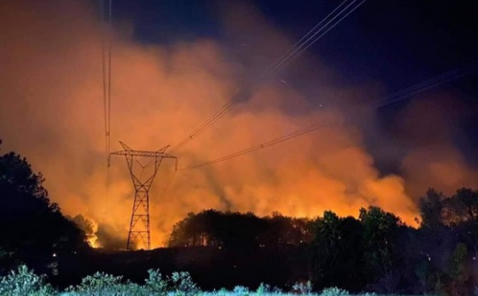Cháy rừng ở Huế gây nguy hiểm cho đường dây 500kV