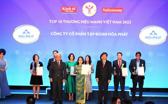 Hòa Phát được vinh danh top 10 Thương hiệu mạnh Việt Nam 2022