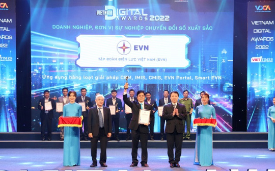 EVN được vinh danh tại Lễ trao giải thưởng “Chuyển đổi số Việt Nam - Vietnam Digital Awards 2022”