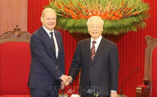 Tổng Bí thư Nguyễn Phú Trọng tiếp Thủ tướng Cộng hòa Liên bang Đức Olaf Scholz