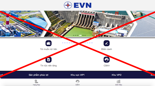 Xuất hiện trang web giả mạo thương hiệu, nhãn hiệu EVN