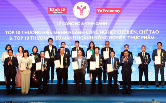 HABECO được vinh danh Top 10 thương hiệu mạnh ngành Nông nghiệp - Thực phẩm 2022