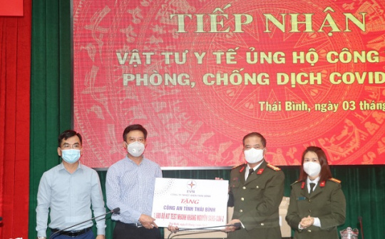 Nhiệt điện Thái Bình tăng Công an tỉnh Thái Bình 1.680 bộ kit test nhanh Covid-19