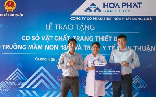 Hòa Phát Dung Quất tài trợ hơn 5 tỷ đồng nâng cấp trường học và trạm y tế tại Quảng Ngãi