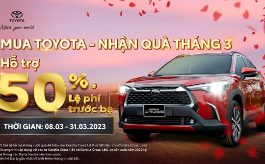 Hỗ trợ 50% lệ phí trước bạ khi mua xe Corolla Cross trong tháng 3/2023