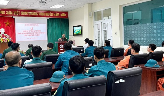 Nhiệt điện Thái Bình thành lập Trung đội tự vệ súng máy phòng không 12,7mm