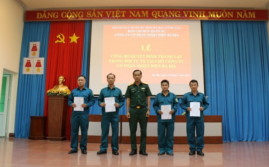 Nhiệt điện Bà Rịa thành lập Trung đội tự vệ tại chỗ