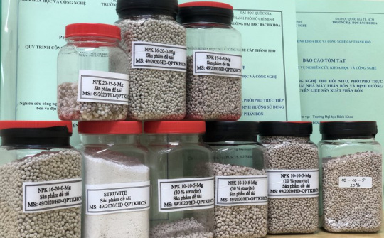 Thu hồi thành công struvite để sản xuất phân bón