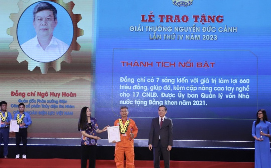 EVNGENCO1 có 1 cá nhân tiêu biểu được trao Giải thưởng Nguyễn Đức Cảnh năm 2023