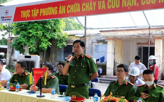 Nhiệt điện Hải Phòng tổ chức diễn tập phương án chữa cháy và cứu nạn cứu hộ
