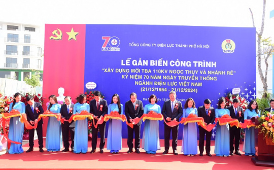 Tổng công ty Điện lực TP Hà Nội gắn biển công trình “Xây dựng mới TBA 110kV Ngọc Thụy và nhánh rẽ”
