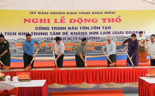 Thủ tướng dự lễ động thổ dự án tôn tạo Khu di tích Him Lam, Điện Biên