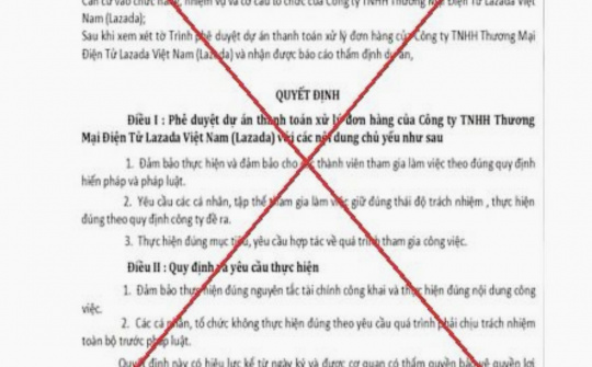 Cảnh báo giả mạo Bộ Công Thương về việc Phê duyệt dự án thanh toán xử lý đơn hàng online