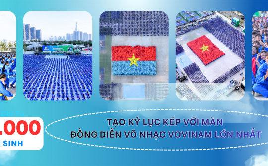 60.000 học sinh tạo kỷ lục kép với màn đồng diễn võ nhạc Vovinam lớn nhất