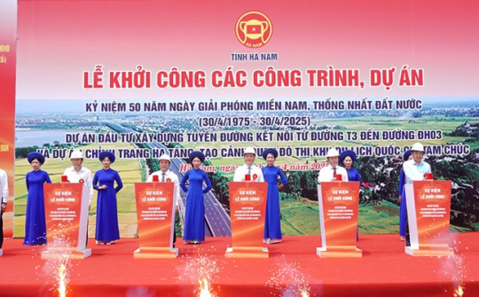 Bộ trưởng Nguyễn Hồng Diên dự Lễ khởi công các dự án đầu tư xây dựng trọng điểm tại tỉnh Hà Nam